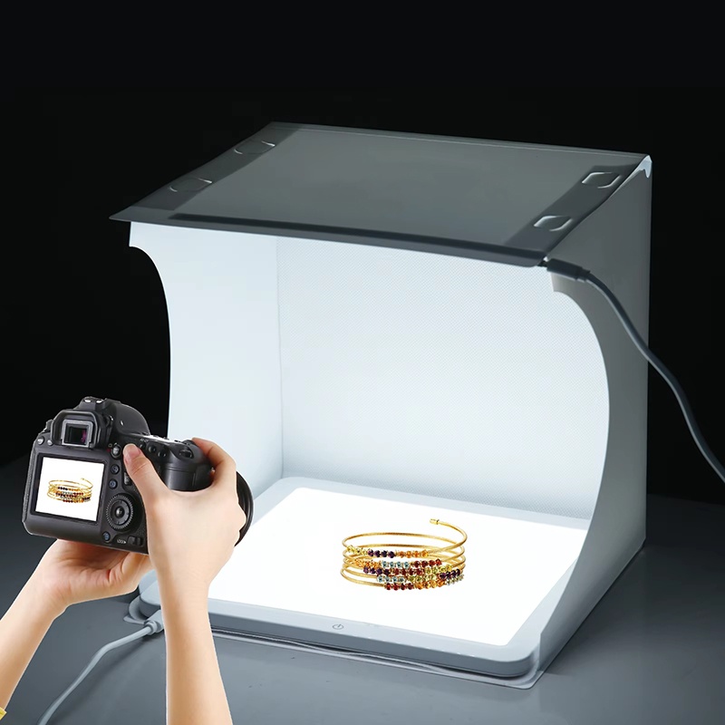 Photography Lighting Tool - 20cm Przenośny Fotostudio Składany z Oświetleniem