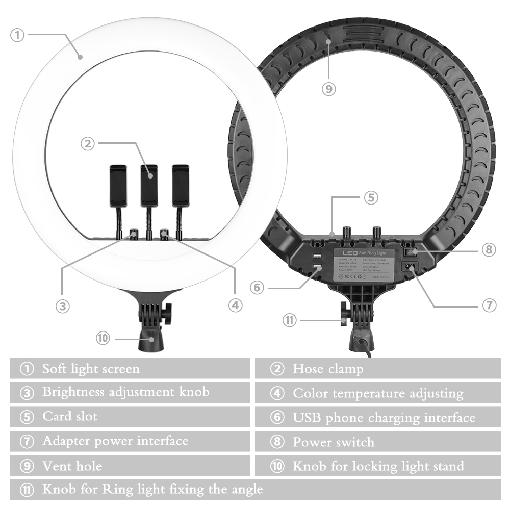 Lampa pierścieniowa LED SH 18  – Photography Lighting Youtube recenzja i cena